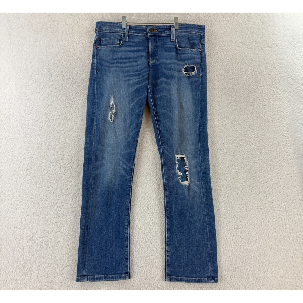 Pilcro and the Letterpress Jeans Womens Size 30 Blue Denim Straight Leg Distress